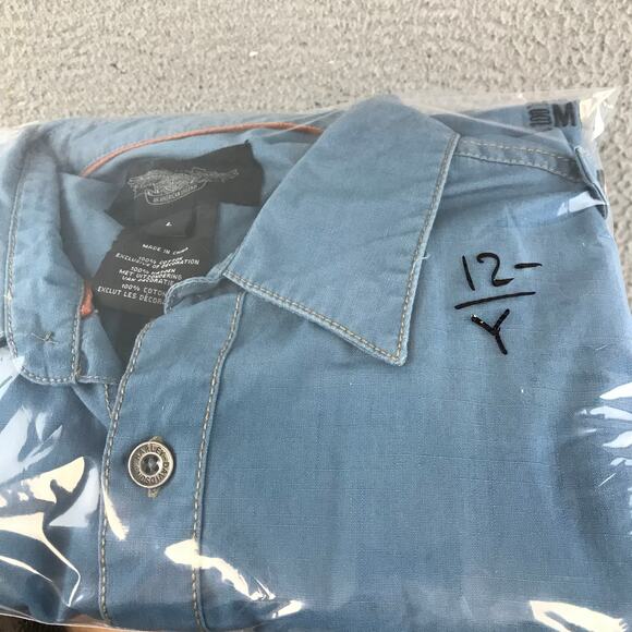 HARLEY DAVIDSON DARK KUSTOM MENS L BUTTON FRONT BLUE HDMC SHIRT - Picture 8 of 8